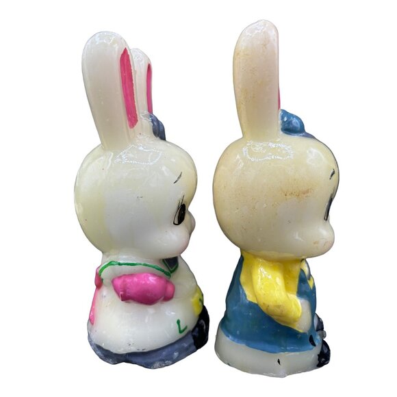 Vintage Easter Bunny Rabbit Candle Lot 10" Tapers 6.25" figural - Picture 7 of 10